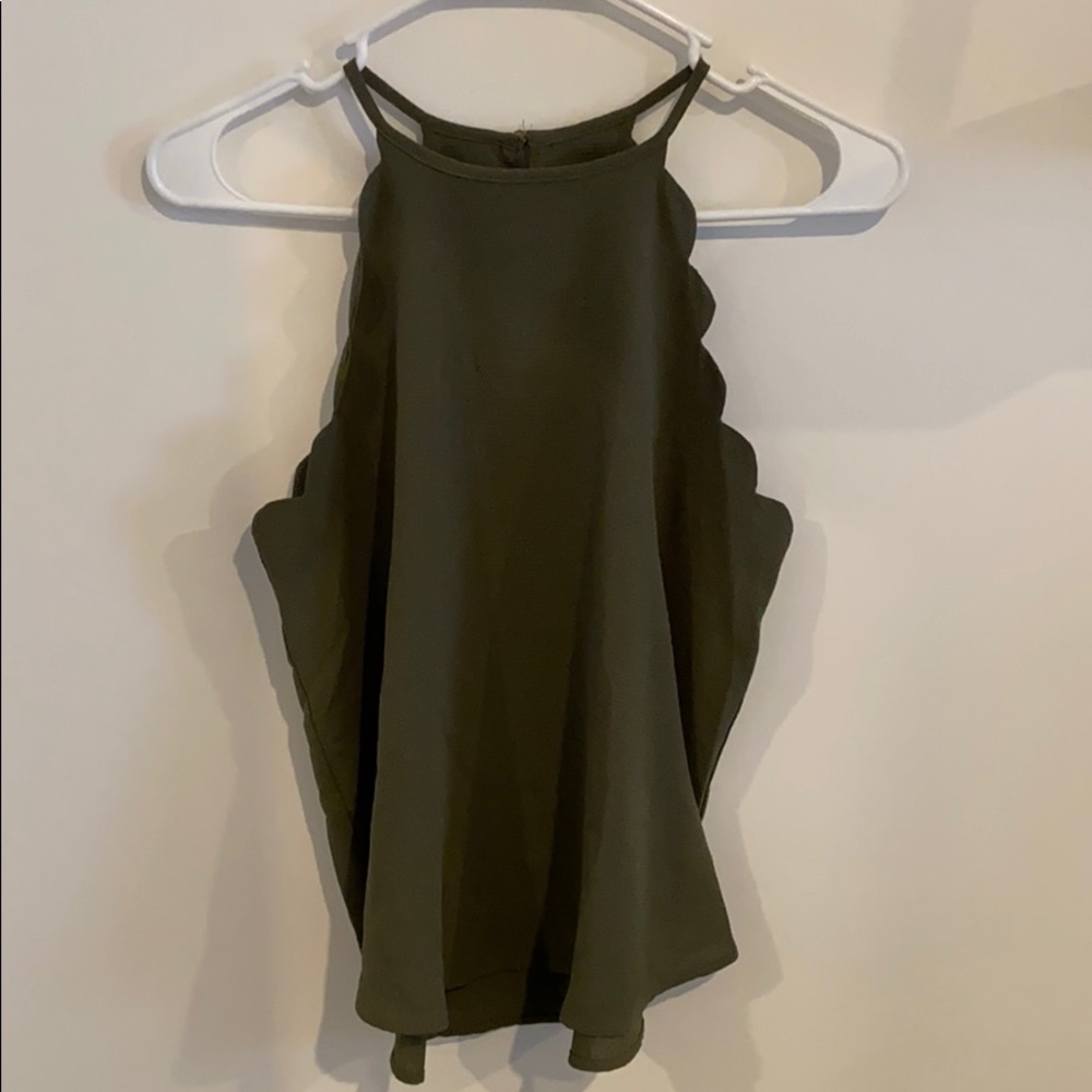 green flowy dress top